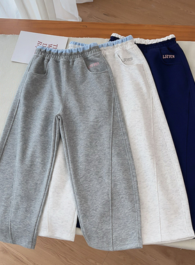 好版型女童百搭拼色腰休闲香蕉裤中大儿童弯刀裤2026春夏秋直筒裤