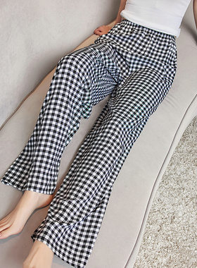 夏季棉绸睡裤女薄款大码东北大花宽松长裤空调裤孕妇可外穿防蚊裤
