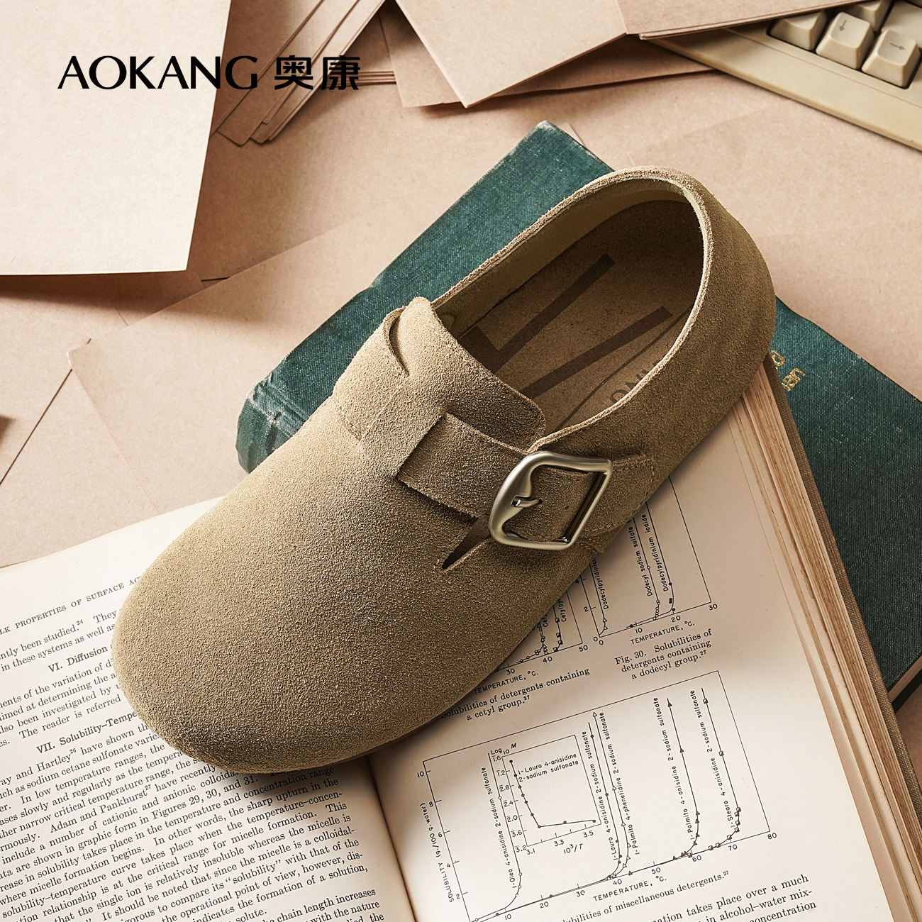 奥康女鞋舒适勃肯一脚蹬休闲鞋