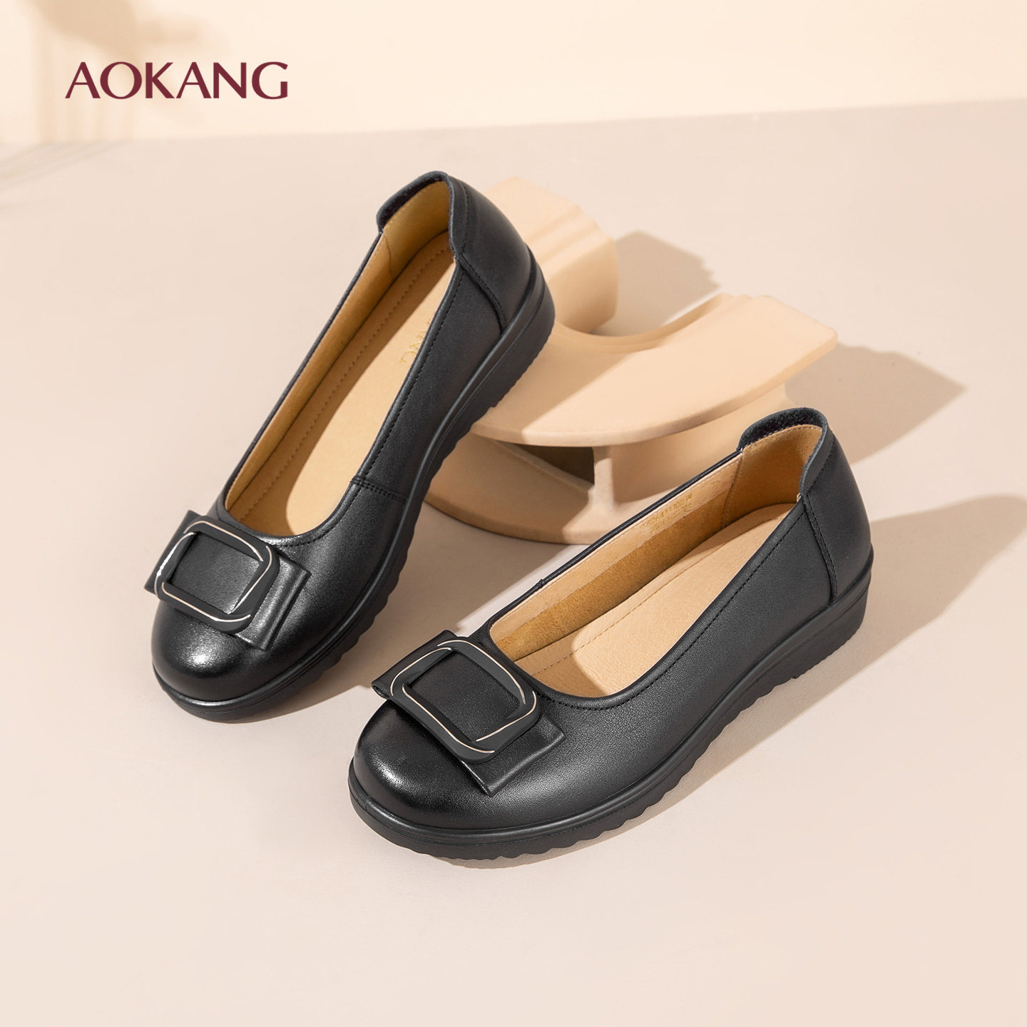 奥康 女鞋2026春季新款真皮软底通勤皮鞋平底浅口妈妈鞋N,女鞋,浅口单鞋,淘宝优惠券,粉丝福利购,淘宝优惠卷