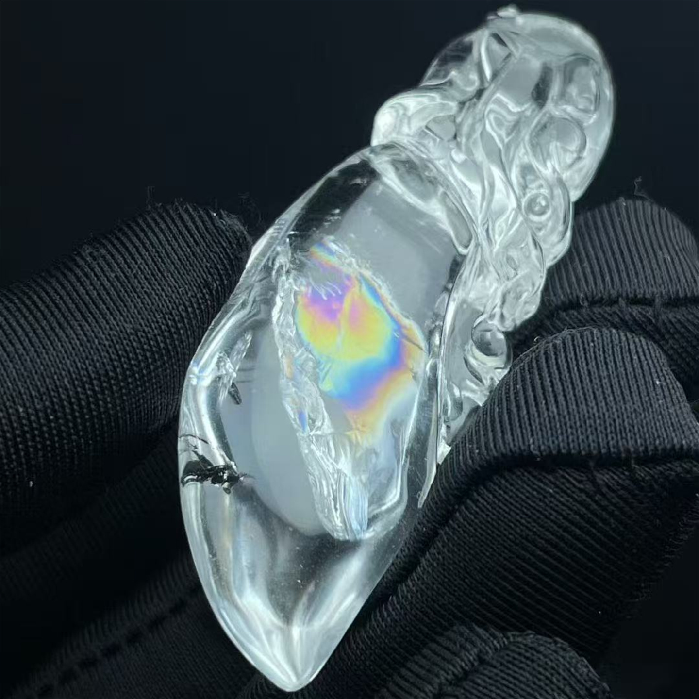 天然水晶全包裹彩虹光宝剑DIY配饰品毛衣项链挂件吊坠一物一图款