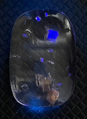 天然水晶全包裹方体荧光矿物共生流动矿石水胆奇石把玩项挂件吊坠