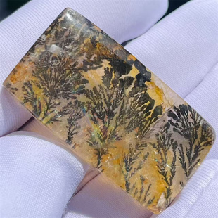 天然水晶软锰矿彩虹小树方牌景石DIY饰品项链挂件吊坠一物一图款