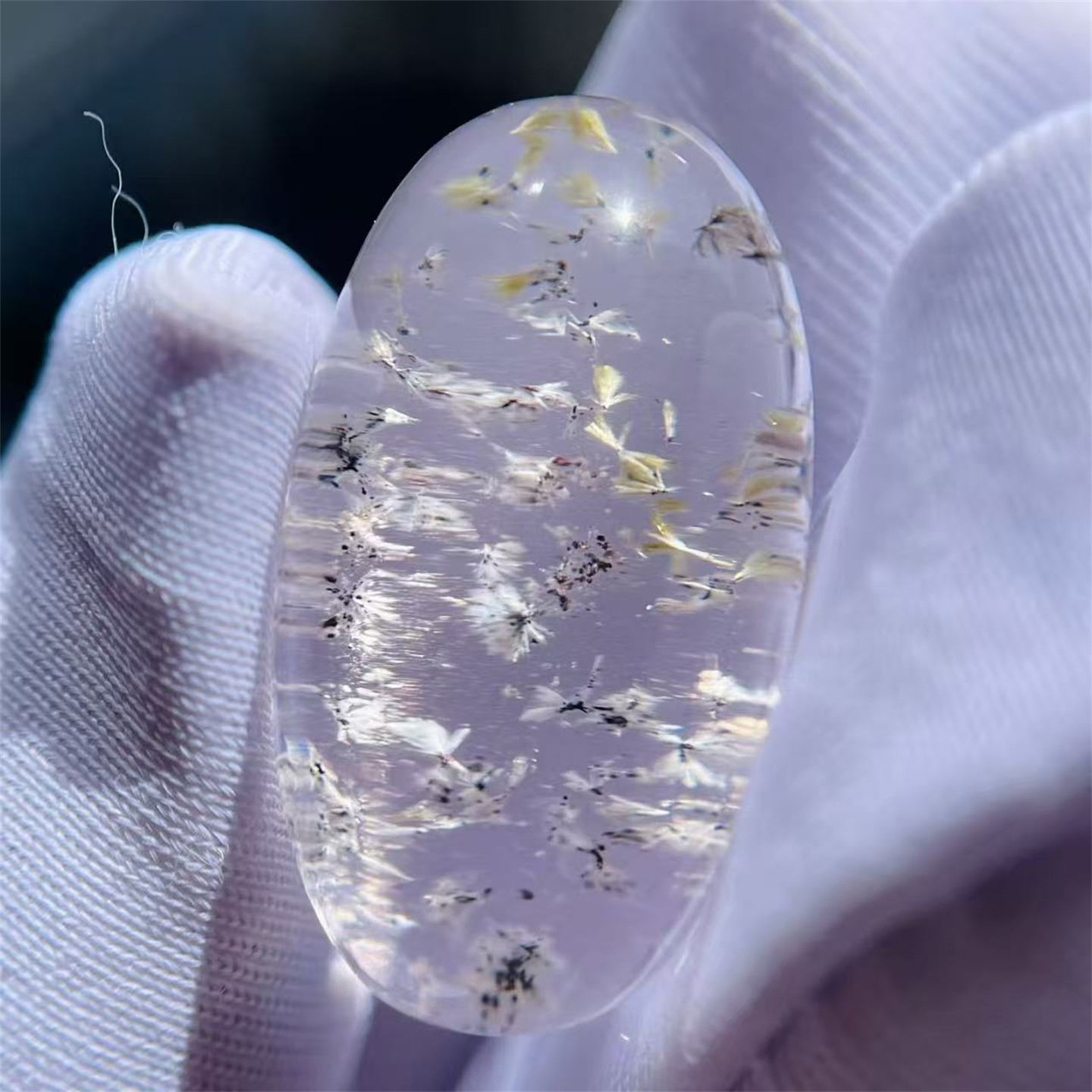 天然水晶包裹体小众系双色矿物发花束奇石DIY饰品项链挂件吊坠
