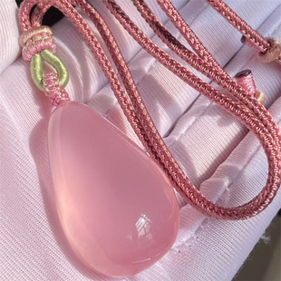 天然星光粉水晶裸石毛衣项链挂件吊坠饰品礼物一物一图款