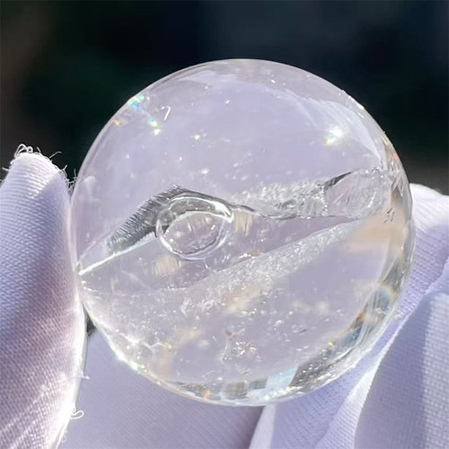 天然白水晶全包裹体水胆异象圆珠球23mm手把玩毛衣车挂件吊坠