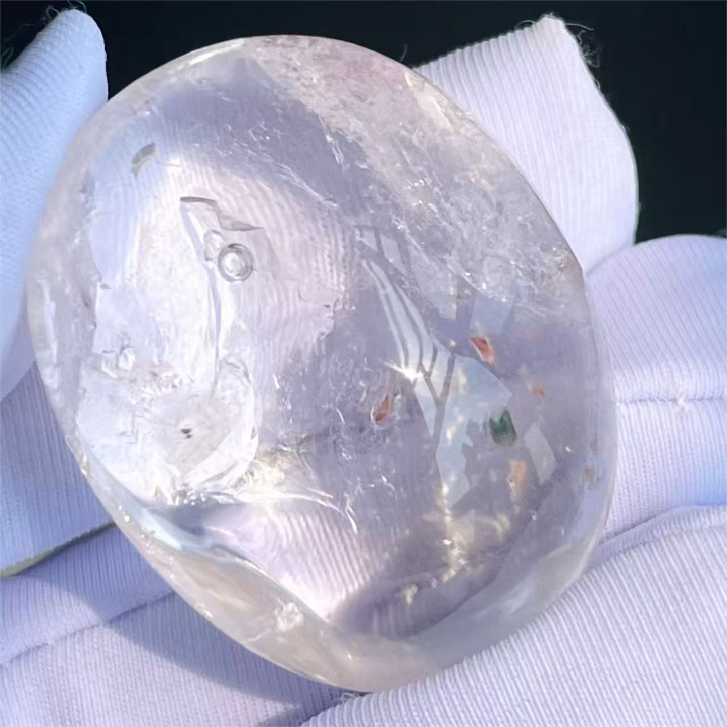 天然水晶全包裹流动矿石颗粒水胆共生铬云母奇石DIY饰品挂件吊坠