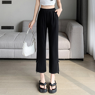 12夏季薄款国风九分裤13初中高中学生14岁女孩15休闲微喇叭裤子16