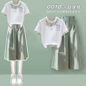 两件套16 套装 12初中高中学生13短袖 岁14女孩15休闲七分裙裤 夏装