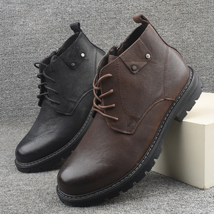 专柜撤柜男士秋冬季真皮高帮商务休闲皮鞋中帮大头皮鞋高邦户外鞋