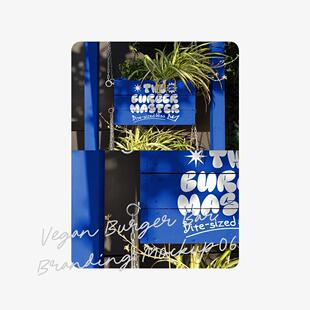 1款植物盆栽木桩盒门店招牌logo标识效果展示样机mockup素材模版