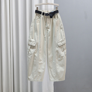 2026春夏新款宽松工装牛仔裤哈伦裤女高腰显瘦时尚百搭弯刀裤长裤