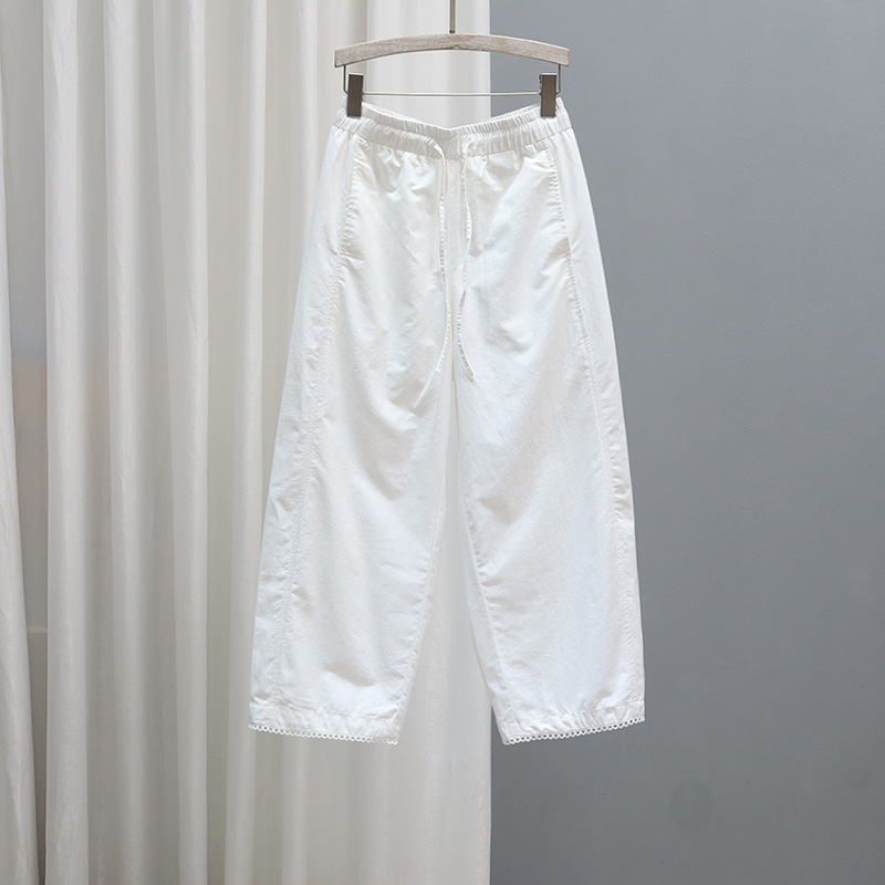 夏季松紧腰休闲裤女老爹裤