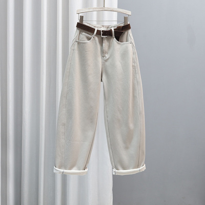 冬季浅色加绒加厚百搭牛仔裤女