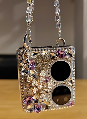 适用华为pocket2外壳手机壳p50pockets新款折叠屏水钻带挂绳手链条保护套女奢华可爱高级感手提时尚轻奢网红