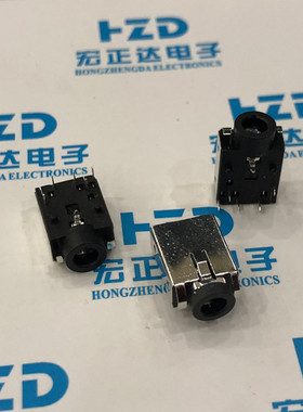 耳机插座PJ-343B双声道音频插座6P 黑色带屏蔽常闭PJ343-3.5