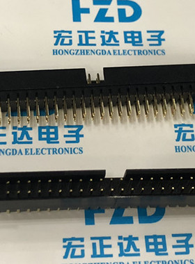 DC2-60Pin 镀金 180度直脚 弯针 牛角插座 2.0mm间距黑色高度镀金