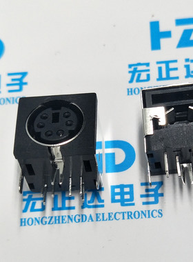 PS2插座 6P 黑色 连接器 S端子 鼠标插座键盘插座 DIN-602 全铜