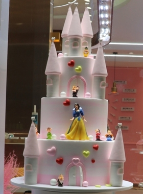 多层翻糖城堡橱窗仿真蛋糕模型网红新款生日卡通假蛋糕样品可定制