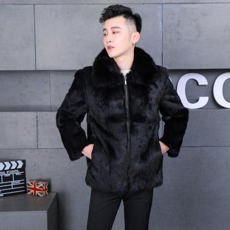 男士小裘客儿皮毛皮草外套连帽