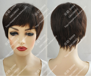 俏皮 棕色 蓬松 美少年栗色短发 男女通用 舞台拍照表演假发