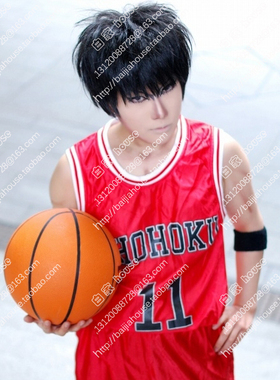 cosplay假发 流川枫 灌篮高手SLAMDUNK 黑色蓬松短发 定做假发
