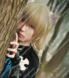 cosplay假发 妖狐x仆ss 渡狸卍里 柯诺尔 闷青色反翘 cos假发假毛