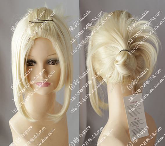 cosplay假发 银魂 月咏 月月 淡金色 后背刘海收脸翻翘辫子造型款