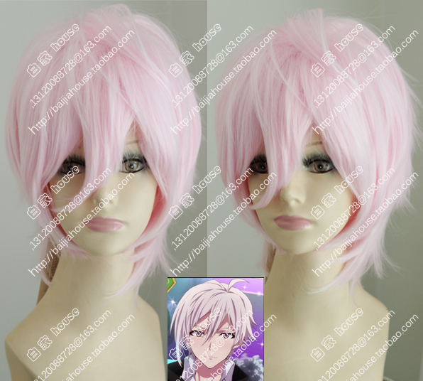 cos假发淡粉色收脸翻翘短发 idolish7 九条天 蓬松美少年男女通用