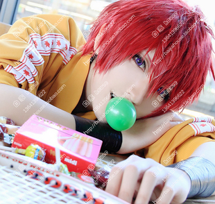 网球王子 丸井文太 暗红色 收脸反翘美少年短发 COSPLAY假发