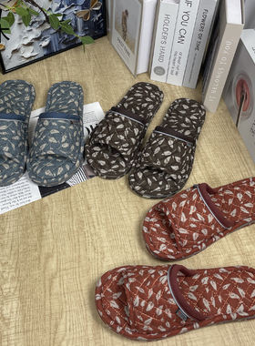 纯棉布男女家居软底四季情侣木地板防滑拖鞋居家室内地板春秋静音