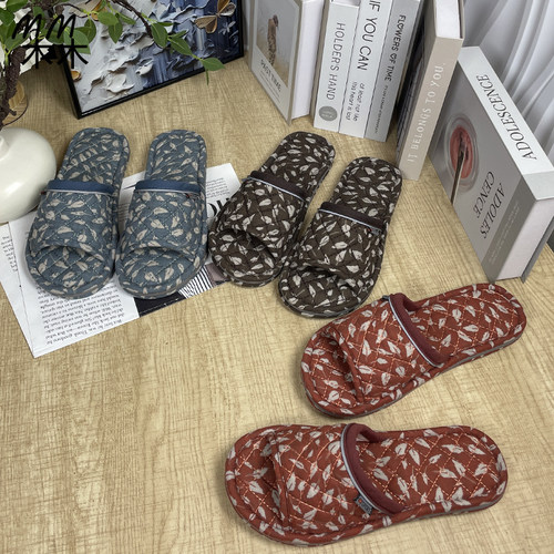 纯棉布男女家居软底四季情侣木地板防滑拖鞋居家室内地板春秋静音