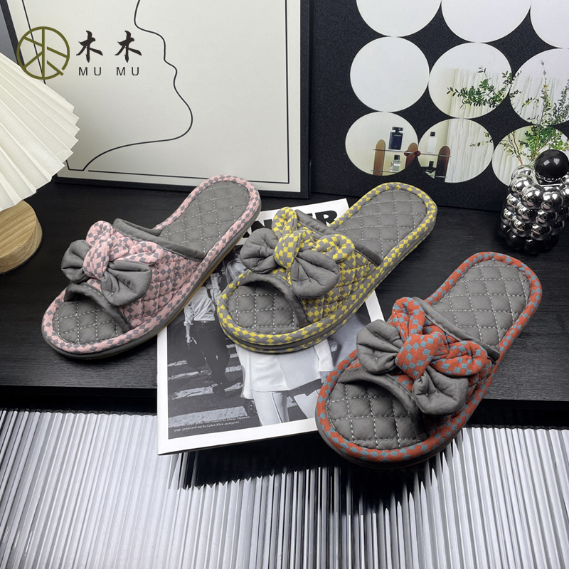 新款情侣布艺拖鞋防滑加厚室内鞋