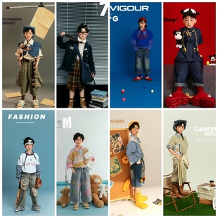 儿童摄影服装美式街头风男童嘻哈街舞潮服T台走秀服装棒球风写真