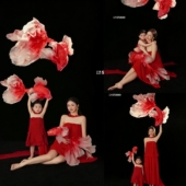 新年主题 母女氛围感写真摄影服装 红色亲子装 母女抹胸锦鲤亲子装