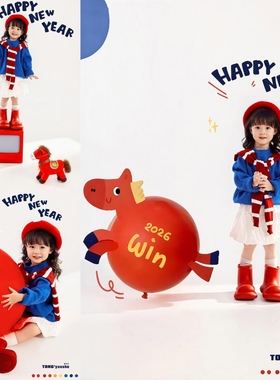 2026新款儿童摄影服装马年主题影楼蓝色女孩艺术照写真拍照衣服