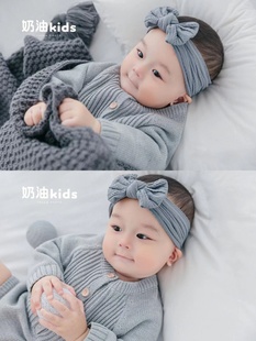 ins纪实风儿童摄影服装百天照周岁照服装奶油男女孩艺术照拍照服