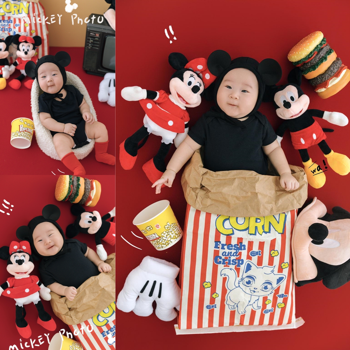 新款宝宝百天照周岁照拍照服装迪士尼乐园米奇米老鼠主题拍摄道具