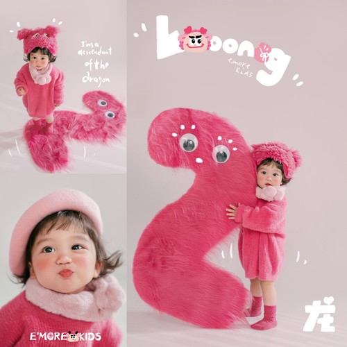 粉色女孩毛衣拍照服装