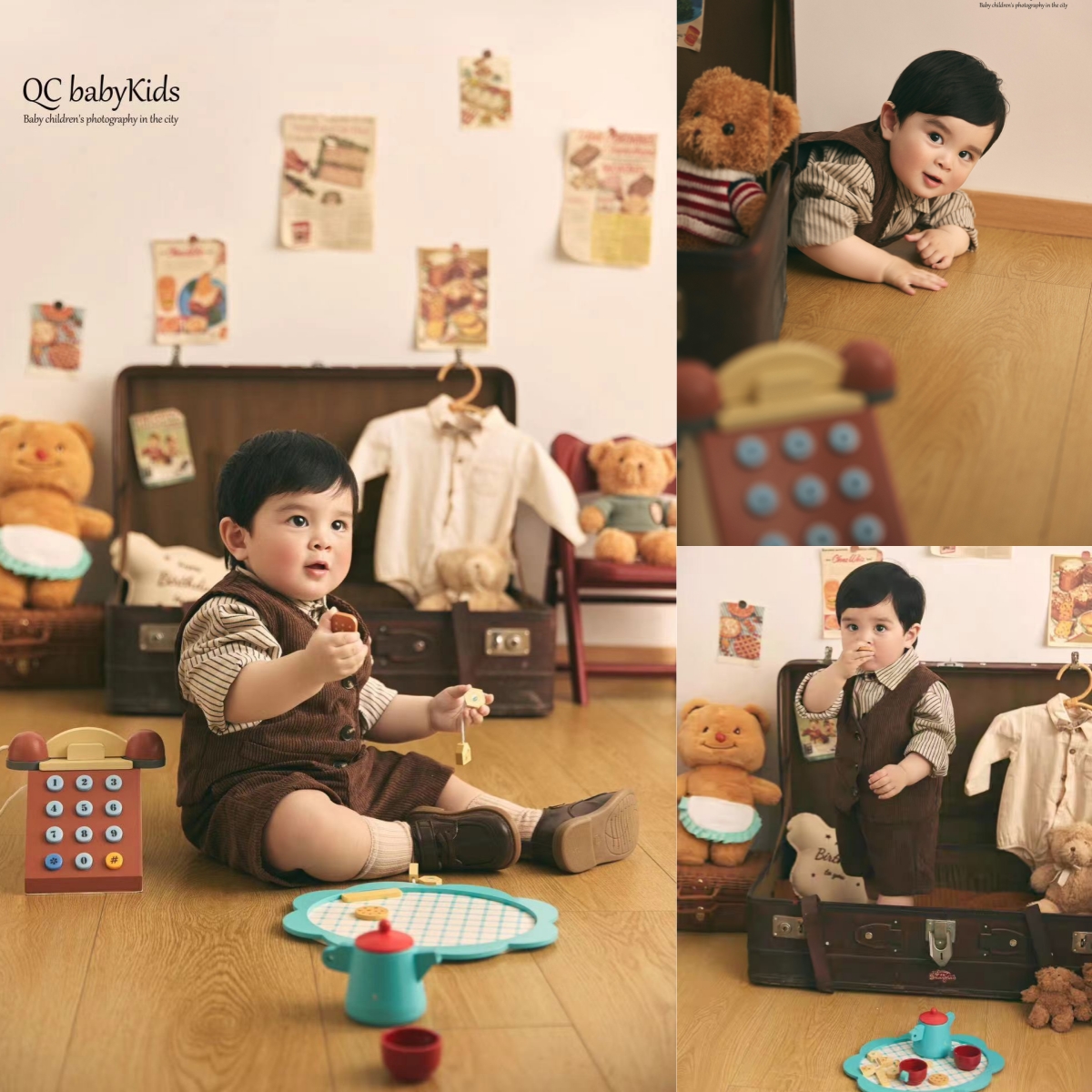 儿童摄影服装行李箱小绅士宝宝生日1-2岁影楼道具拍照写真艺术照