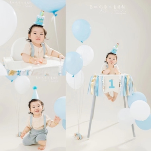 新款儿童摄影服装男女宝宝周岁照服装婴儿一岁生日照拍照场景道具