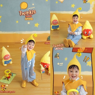 儿童摄影服装可爱卡通黄色星星人宝宝周岁照拍照服装影楼摄影道具