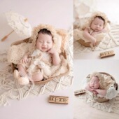 新生儿摄影道具蕾丝衣服满月百天照周岁照法式 摄影道具场景在家拍