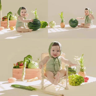 拍摄道具 蔬菜水果宝宝百天照周岁照拍照服装 开荤仪式 儿童摄影服装