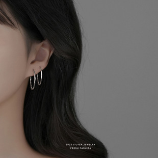 刘亦菲明星同款大耳圈耳环女通体s925纯银百搭素圈圈耳饰2025爆款