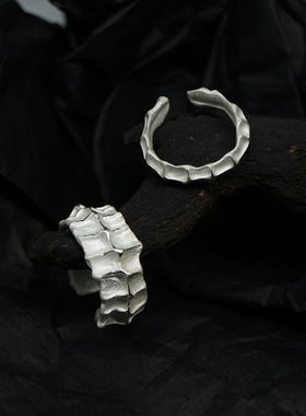 S925纯银女暗黑小众脊椎戒指情侣