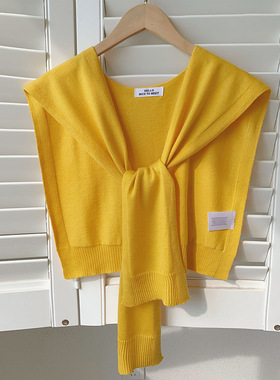 2024新款姜黄色小披肩时尚百搭早秋护颈保暖坎肩纯色简约叠穿搭肩