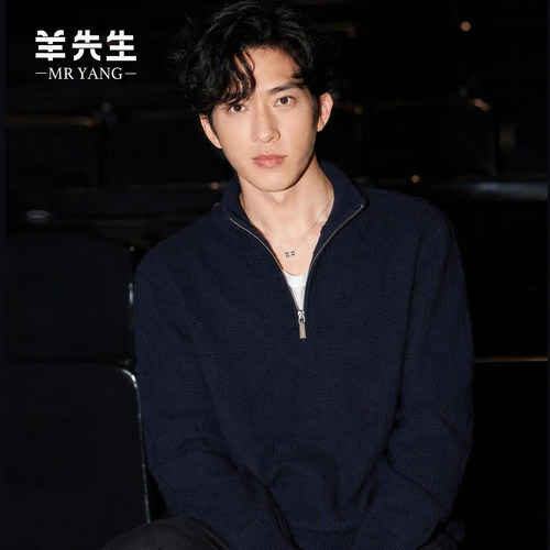 2026半高领拉链中青年男士羊绒衫