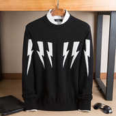 新款 潮图闪电100羊绒衫 男青年圆领时尚 2025冬季 百搭针织衫 男毛衣