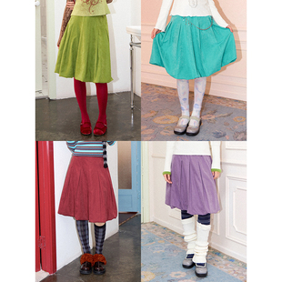 化学少女「半糖主义」压褶花苞中裙绒面桃皮绒定染树脂扣半身裙